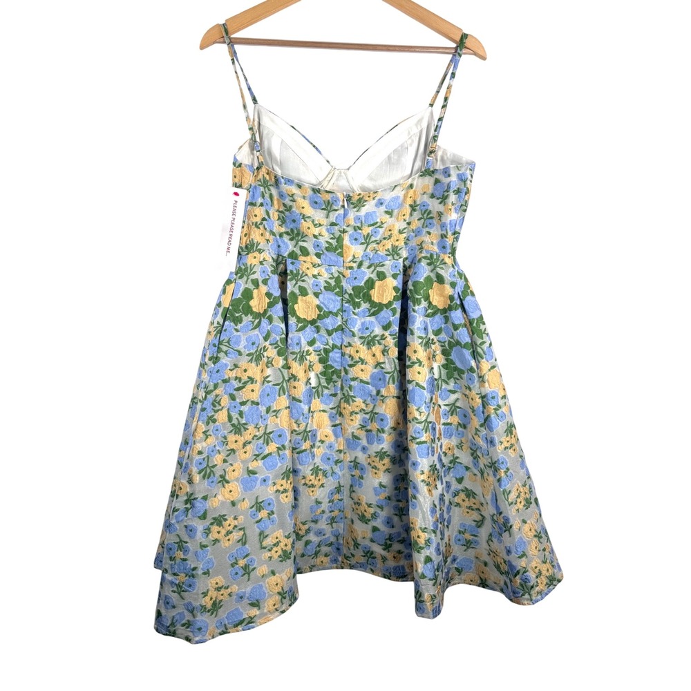 DREAM Sister Jane Floral Marigold Jacquard Mini Dress sz L yellow multi boho - Picture 4 of 11